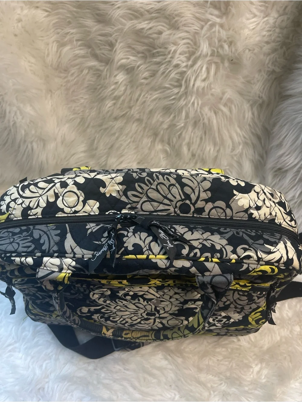 Vera Bradley Quilted Floral - Black & Yellow large laptop bag